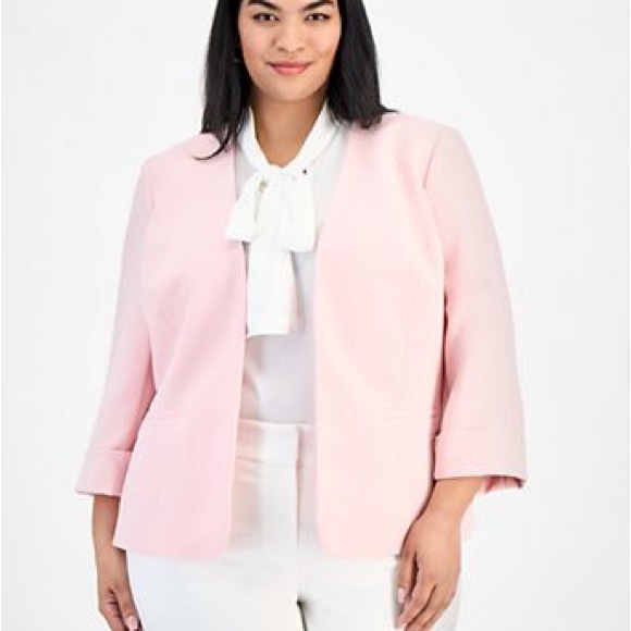 NEW KASPER PINK SCALLOPED  CAREER JACKET BLAZER  SIZE 24 W WOMEN PLUS - Picture 1 of 7